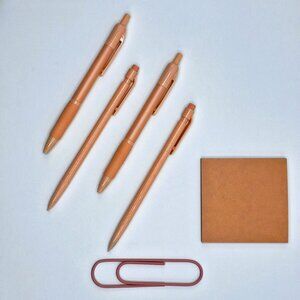 Monochromatic Pink Pen Pencil Sticky Notes XL Paper Clip Set Desk Organization